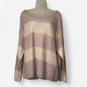 Free People Lilac and Cream Striped Sweater